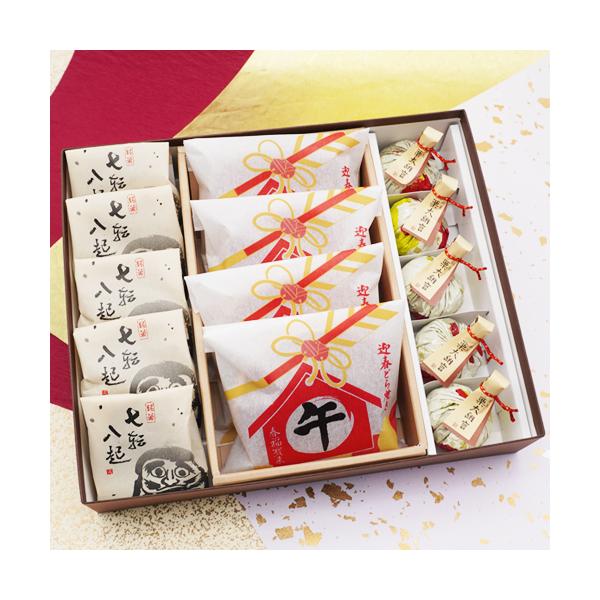 内容：七転八起5個/迎春どら焼き4個/栗大納言5個―様々なギフトシーンにご利用頂けますー《季節の贈り物に》お年賀 ご挨拶 お正月 迎春 桃の節句 ひな祭り バレンタインデー ホワイトデー  端午の節句 子どもの日 母の日 父の日 敬老の日 ...