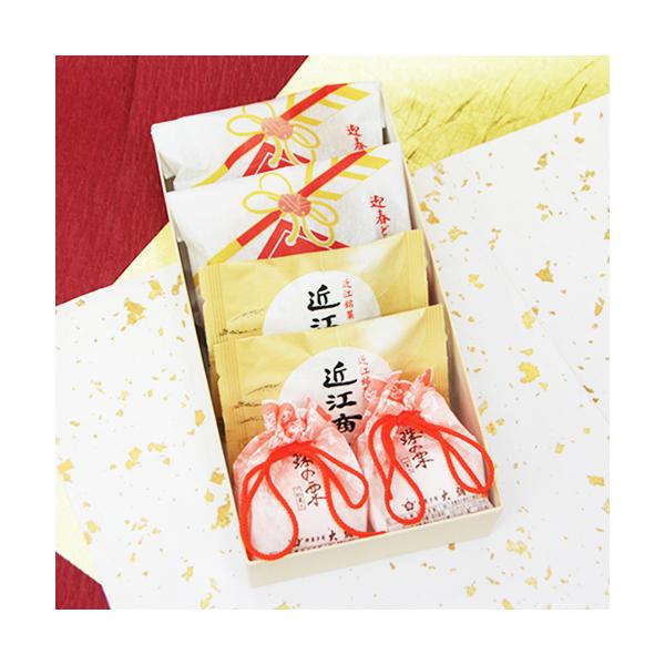内容：迎春どら焼き2個/近江商人2個/珠の栗2個―様々なギフトシーンにご利用頂けますー《季節の贈り物に》お年賀 ご挨拶 お正月 迎春 桃の節句 ひな祭り バレンタインデー ホワイトデー  端午の節句 子どもの日 母の日 父の日 敬老の日 お...
