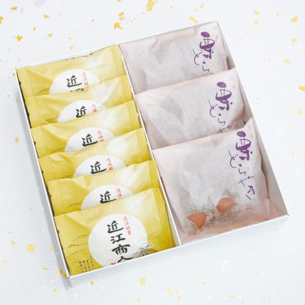 内容：近江商人6個/栗どらやき3個―様々なギフトシーンにご利用頂けますー《季節の贈り物に》お年賀 ご挨拶 お正月 迎春 桃の節句 ひな祭り バレンタインデー ホワイトデー  端午の節句 子どもの日 母の日 父の日 敬老の日 お中元 お歳暮 ...