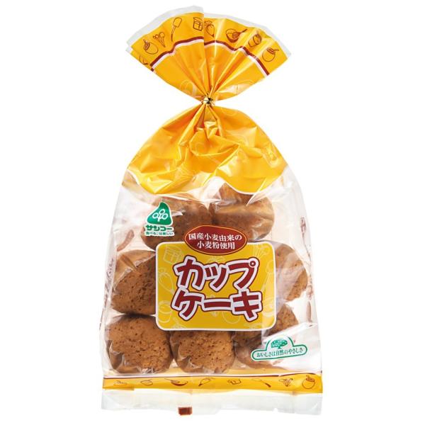 【原材料】小麦粉(小麦（国産）)、鶏卵、砂糖(てん菜（国産）)、植物油脂（パーム油）、米飴／膨張剤(重曹)☆しっとりと焼き上げた、ほどよい甘さのカップケーキです。☆国産小麦由来の小麦粉使用をしています。【保存方法・その他】直射日光・高温多湿...