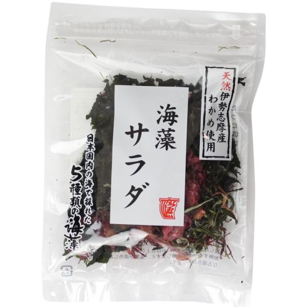 【原材料】 湯通し塩蔵わかめ（三重県産）、茎わかめ（鳴門海域）、ふのり（国内産）、赤とさか（国内産）、真昆布（国内産）　☆海藻サラダを袋から出し、大きめのボールに入れて水に浸します。（10分で約10倍になります）よく水を切って、お好みのドレ...