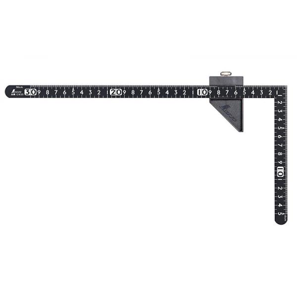 他サイト： シンワ測定 曲尺小型 サンデーカーペンター 30×15cm 表裏同目 ストッパー付 12442 ケガキ作業 45° 90° 高さ測定の商品画像