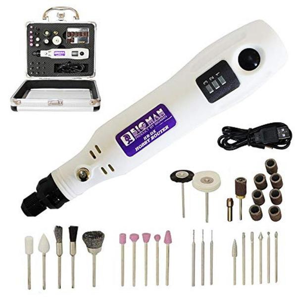 【在庫有・即納】Bigman(ビッグマン)  充電式ミニルーター ビット31点セット HR-DX アルミケース入り リチウムイオン充電池