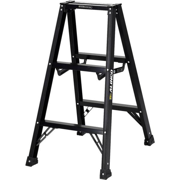 はしご 黒 ブラック 脚立 おしゃれ ブラックアルマイト 洗車 踏台 CIERO BLACK 薄型収納 軽量 ワンタッチ式