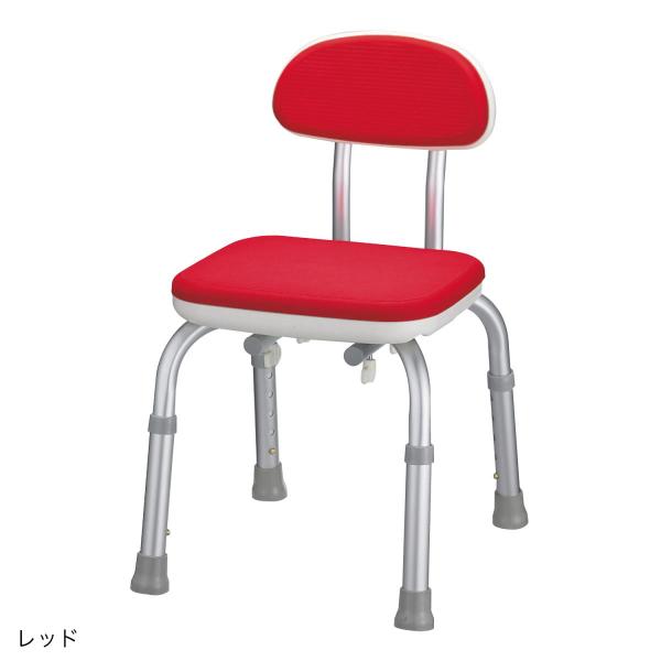 アロン化成 安寿 背付きシャワーベンチ Mini レッド　背もたれあり コンパクト 風呂イス 風呂椅子 介護 介助 介護用品 シャワー 椅子