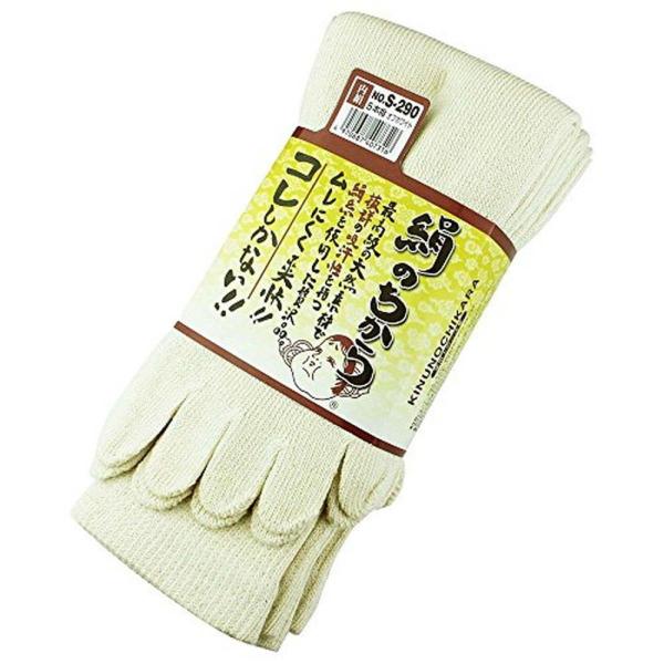 廃番】おたふく手袋 ソックス 絹のちから 5本指 オフホワイト 3足組 S