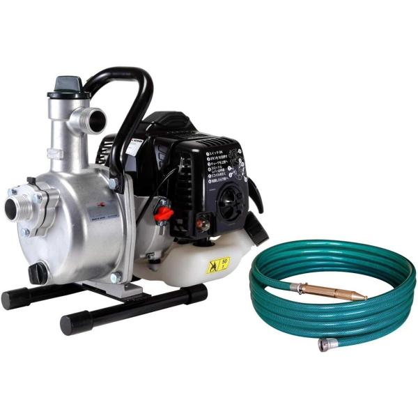 工進(KOSHIN) ハイデルスポンプ 8m 散水ホース付 SEV-25LR 2サイクルエンジン 口径 25mm 散水 洗浄 送水 タンク 用水