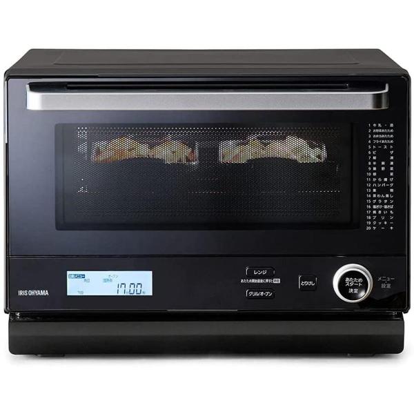 アイリスオーヤマ スチームオーブンレンジ 18L 時短ブースト フラットテーブル ヘルツフリー トースト グリル ブラック MO-F1808 IRIS OHYAMA（アイリスオーヤマ） スチームオーブンレンジ 18L 時短