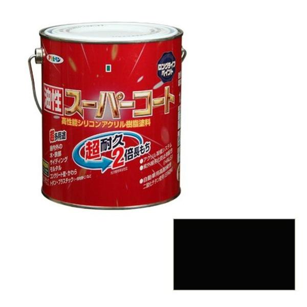 他サイト： アサヒペン 油性スーパーコート    スーパーコート 油性塗料 １．６Ｌ  1.6L ツヤ消し黒の商品画像