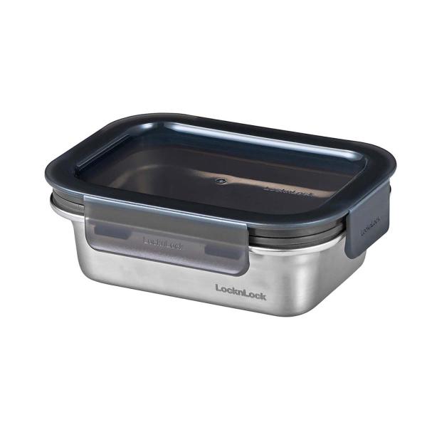 他サイト： ベストコ ステンレス 保存容器 電子レンジ オーブン 食洗機 対応 400ml 長方形 シルバー ロック&amp;ロック ステンハード LST511の商品画像