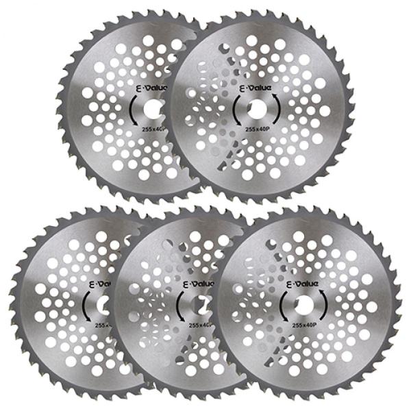 他サイト： E-Value 軽量タイプチップソー 5枚組 ETT-255X40PX5P　刈払機 草刈り機 替え刃 雑草対策 除草 藤原産業の商品画像