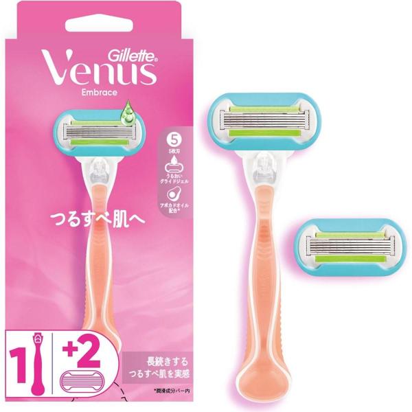 Gillette ジレット ヴィーナス つるすべ肌へ 本体＋替刃2個　女性用 カミソリ シェーバー シェービング カミソリ T字 ボディ用 剃刀 P＆G