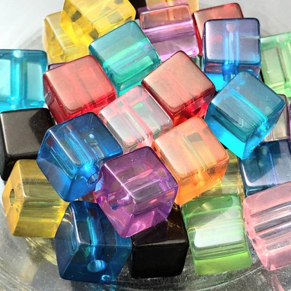 キューブ ビーズ80個 5パックセット】【アクリルビーズ】 キューブ 約7.5mm 約14g