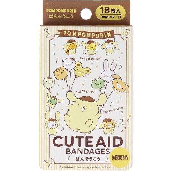 ポムポムプリン ばんそうこう CUTE AID 18枚入り キャラクター 絆創膏