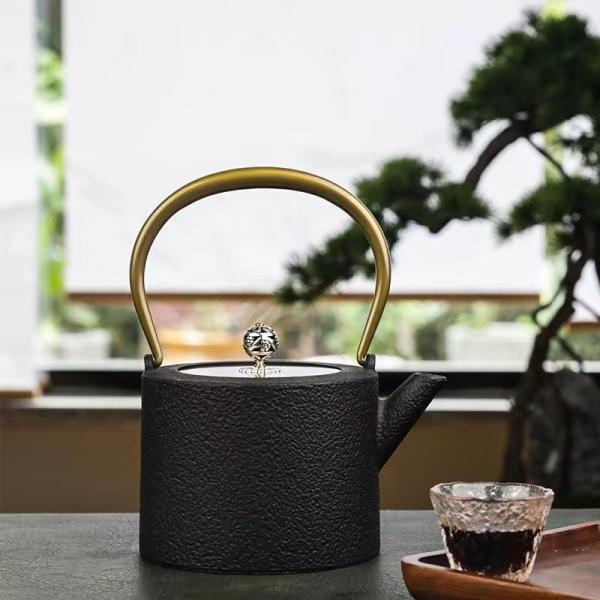 鉄器 急須 伝統工芸 手作り 鉄分補給 鉄瓶　SY-004 中国古美術.鉄瓶.鋳鉄.ケトル.手作り鉄壺.1310ml.キャンプ用
