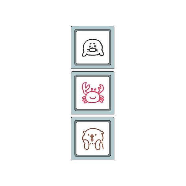 ボタン式の浸透印 ポチッとPick! ピック 専用スタンプ 3個入 あざらし・ラッコ 油性 手帳 スケジュール こどものかお [01] 〔メール便対象〕