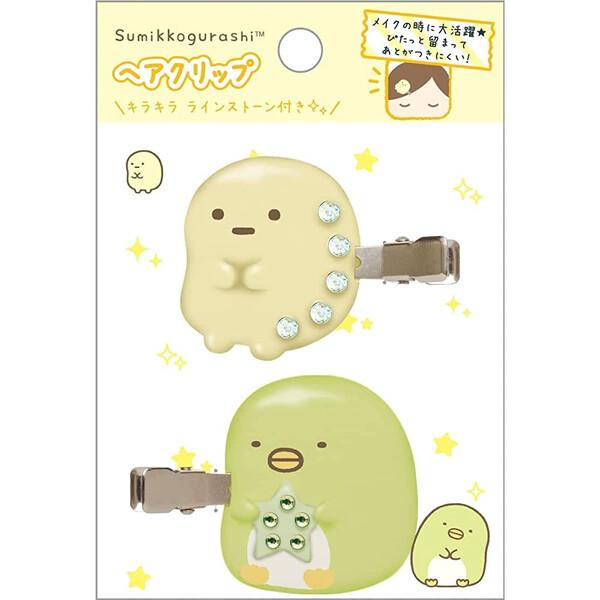 すみっコぐらし ヘアクリップ 左右2個セット ぺんぎん?&たぴおか