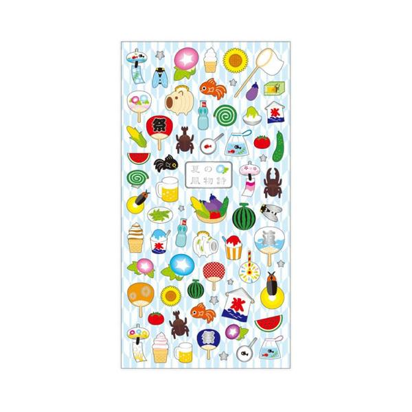シール サマーコレクション 和紙 夏の風物詩 銀箔 縁日 虫取り うちわ あさがお かわいい マインドウェイブ [01] 〔メール便対象〕
