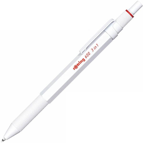 ロットリング 600 3in1 マルチペン ホワイト 2色ボールペン 黒/赤 製図用シャープペン 0.5mm 六角軸 フルメタル プロ仕様 [01]