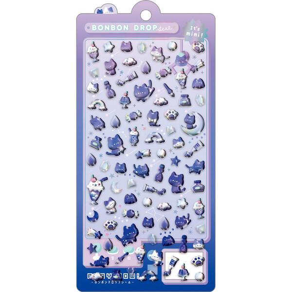 ボンボンドロップシール ミニ よるねこボンボン 夜 猫 ネコ オーロラ