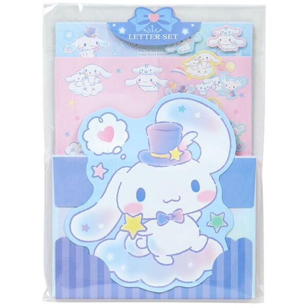 シナモロール キャラクター形レターセット ダイカット 便箋 封筒 各2柄入 シール付 手紙 人気 かわいい 日本製 サンリオ [02] 〔メール便対象〕