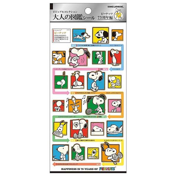 美品　未開封　スヌーピー　61周年記念　シール 大人の図鑑 シール ピーナッツ75周年編 スヌーピー ブロックパターン
