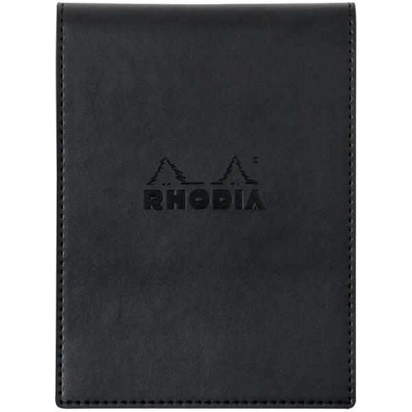 RHODIA ロディアカバー PUレザー ブロックカバー No.12 A6 ブラック 合皮 ブロックロディア メモ帳 5mm方眼 80枚 シンプル [01]