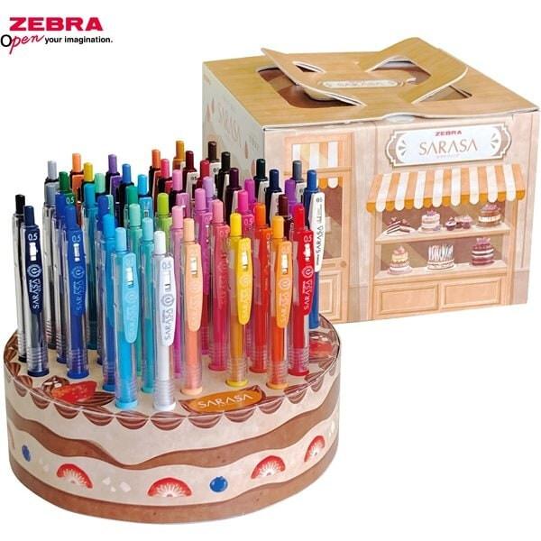 ゼブラ ZEBRA 限定 ジェルボールペン SARASA CLIP(サラサクリップ) 0.5mm 48本 ケーキ型ペン立てセット  [01]