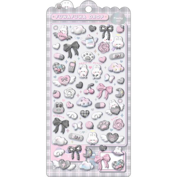 ボンボンドロップシール ふわふわドロップシール しろくろふわふわ