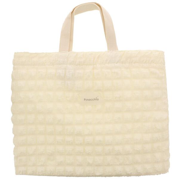 入園・入学にぴったり学童雑貨「Pinocchio (ピノチオ)」シリーズ。シンプル&amp;ポコポコ生地がかわいい「レッスンバッグ」です。塩ビ製ワッペンのワンポイント付!体操服袋・上靴袋・エプロンなどの月曜セットをまとめて入れられます。プレ...