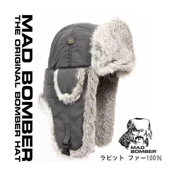 304GRY MAD BOMBER hat ロシアファー帽子 マッドボンバーキャップ