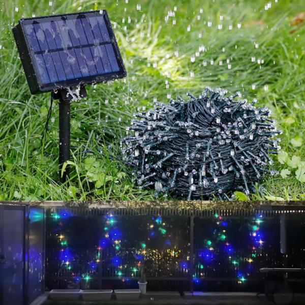 イルミネーション 屋外 ソーラー LED ライトソーラー LEDイルミネーションライト 100球 17m ワイヤータイプ 防水 ミックス