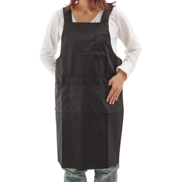 撥水加工でお手入れ簡単。後ろボタンで着脱も楽ちん。６つのポケットと胸のペン差しポケットで作業性アップ。●寸法／着丈約９２ｃｍ、身幅約１０２ｃｍ●カラー／ブラック●素材／ポリエステル６５％、綿３５％●家庭洗濯／可●単位／１枚
