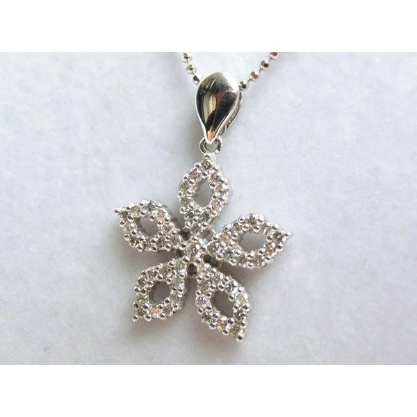 ダイヤモンド ネックレス K18WG 花 ダイヤ D0.46 18金 ホワイト  