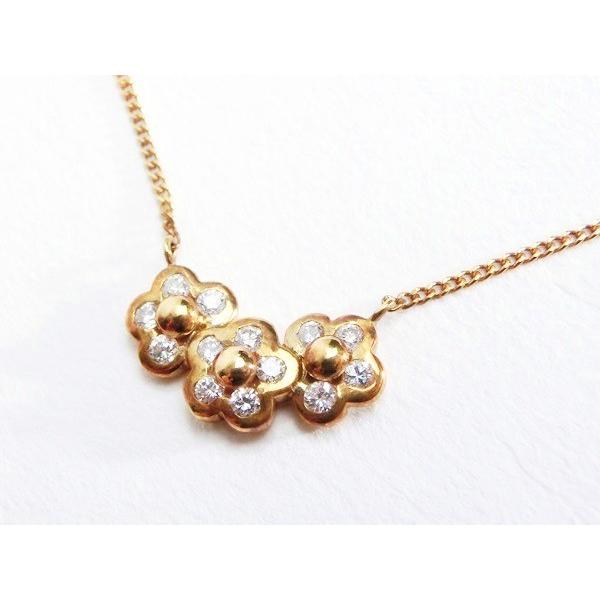 ダイヤモンド ネックレス K18 ダイヤ D0.26ct 花モチーフ 18金 