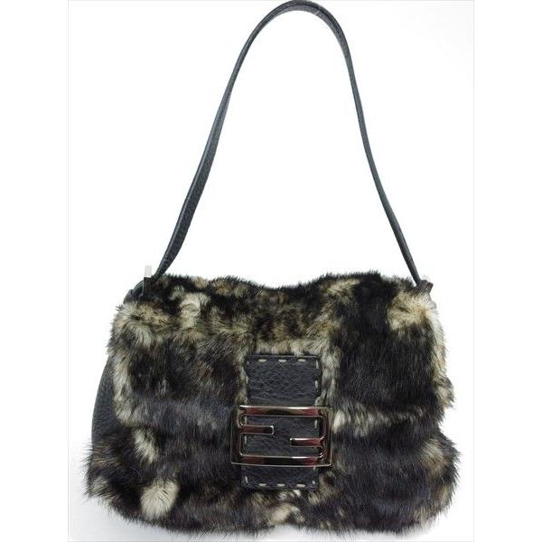 【FENDI】ミンクファー ✖レザー セレリア ミニ ハンドバッグ FENDI】ミンクファー ✖レザー セレリア ミニ ハンドバッグ
