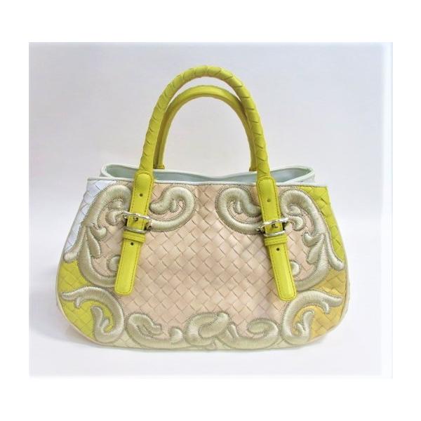 BOTTGAVENETA ハンドバッグ ベージュ レザー ロゴ プラダ サフィアーノ ガレリア レザー 2WAYハンドバッグ
