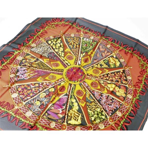 美品 エルメス スカーフ　カレ90　Aux Pays des Epices HERMES HERMES/エルメス カレ90 「AUX PAYS DES EPICES