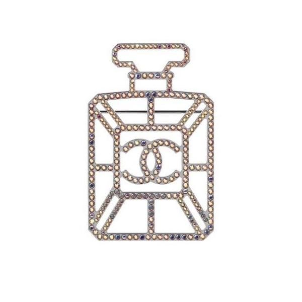 中古　美品　シャネル　CHANEL　香水　ボトル　スパンコール　ブローチ CHANEL シャネル ココマークブローチ 香水ボトルモチーフ ライン
