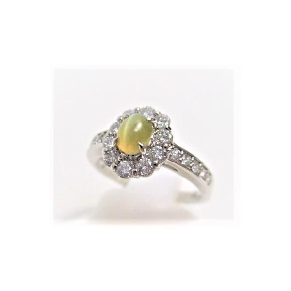 キャッツアイ 指輪 PT900 ダイヤモンド リング 0.63ct ダイヤモンド 