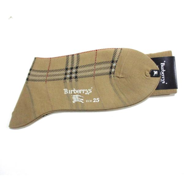 バーバリー 靴下 ソックス メンズソックス 紳士 ベージュ系 25cm BURBERRYS 三陽商会 ライセンス バーバリーズ ネコポス便全国無料