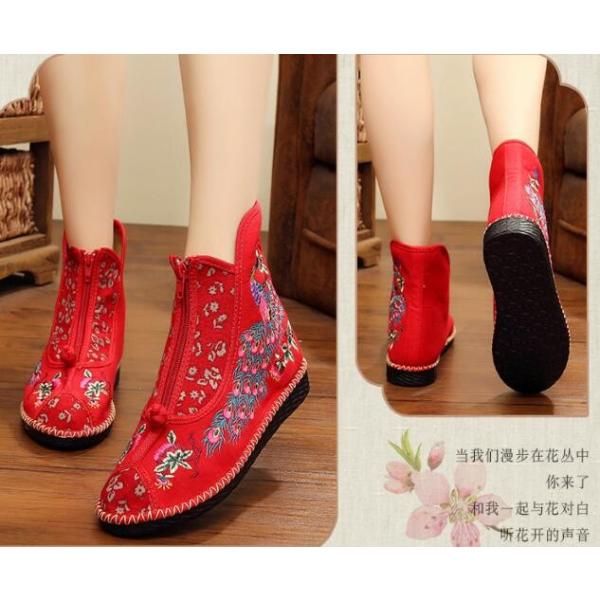2枚送料無料 可愛いレディースカジュアル中国靴ブーツ 中華刺繍 手作りチャイナ靴 北京靴 くつ 痛くない 民族唐装漢服シューズ 前ファスナーデザイン 春秋 Buyee Buyee Japanese Proxy Service Buy From Japan Bot Online
