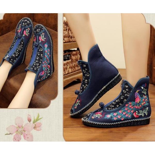 2枚送料無料 可愛いレディースカジュアル中国靴ブーツ 中華刺繍 手作りチャイナ靴 北京靴 くつ 痛くない 民族唐装漢服シューズ 前ファスナーデザイン 春秋 Buyee Buyee Japanese Proxy Service Buy From Japan Bot Online