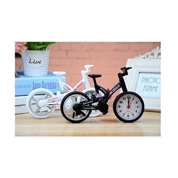 Hj 自転車 置時計おしゃれ 目覚まし時計 かっこいい アラーム 単三電池インテリア サイクルバイク 白 子供用 販売期間 限定のお得なタイムセール