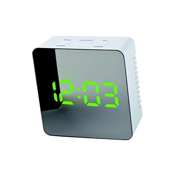 Baoblaze Led Usb 目覚まし時計 長方形 デジタル アラーム 卓上 多機能 グリーン 鏡面 蔵 スクエア 全６色 クロック