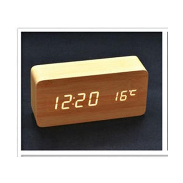 目覚まし時計 即納送料無料 電子置き時計 デジタル Led表示 大音量 Usb充電 木製 おしゃれ ナチュラル クロック