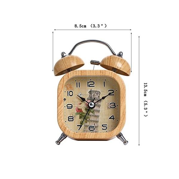 シンプルなベッドルームリビングルームダブルベルスクエア目覚まし時計 パーソナライズされたヨーロッパナイトライト目覚まし時計ベッド小さな目覚まし時計 半額