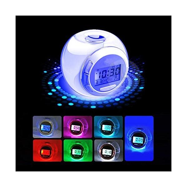 色の変更の目覚まし時計 7色旅行デジタルカレンダー Led ディスプレイデスクトップ子供電子