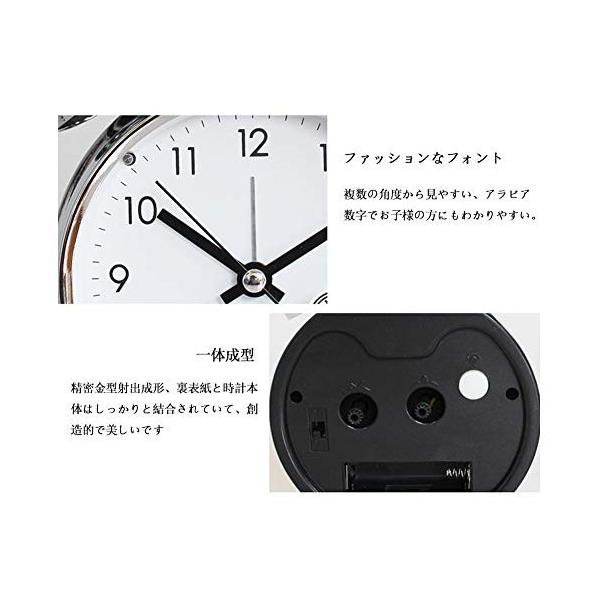 目覚まし時計 セイコー クロック アナログ おしゃれ 激安通販 大音量 置き時計 アラーム ベル 照明ライト付き 電池式 針時計 銀色