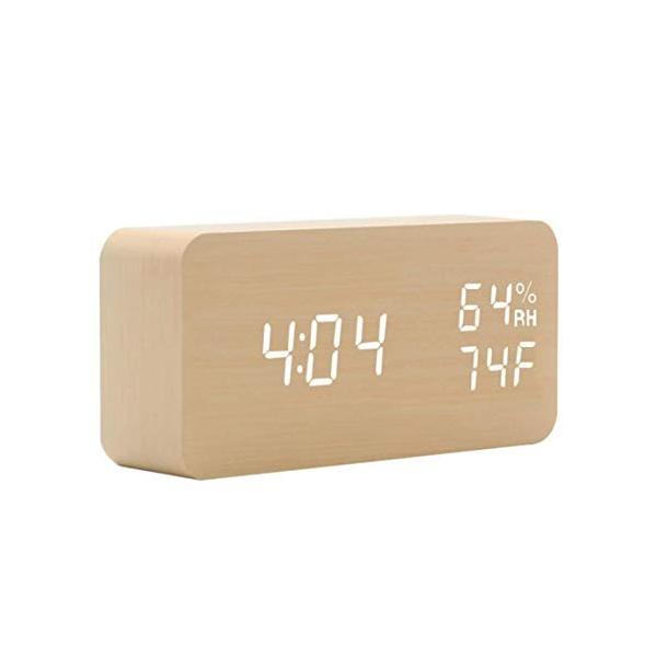 目覚まし時計 音声感知 Led電子置き時計 デジタル時計 電池 Usb接続可能 アラームクロック カレンダー ギフト プレゼント 温度 寝室 台所用 卓上